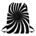 Black And White Vortex Swirl Print Drawstring Backpack