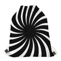 Black And White Vortex Swirl Print Drawstring Bag