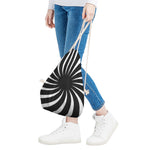 Black And White Vortex Swirl Print Drawstring Bag