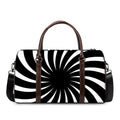 Black And White Vortex Swirl Print Duffel Bag