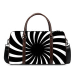 Black And White Vortex Swirl Print Duffle Bag