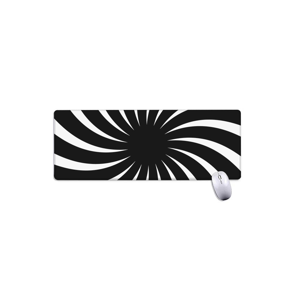 Black And White Vortex Swirl Print Extended Mouse Pad