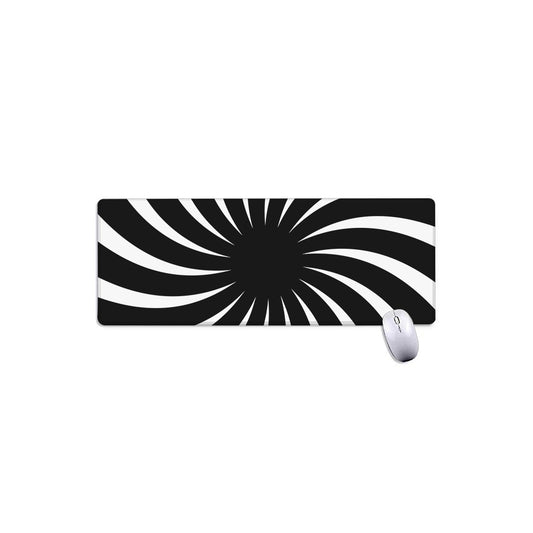 Black And White Vortex Swirl Print Extended Mouse Pad