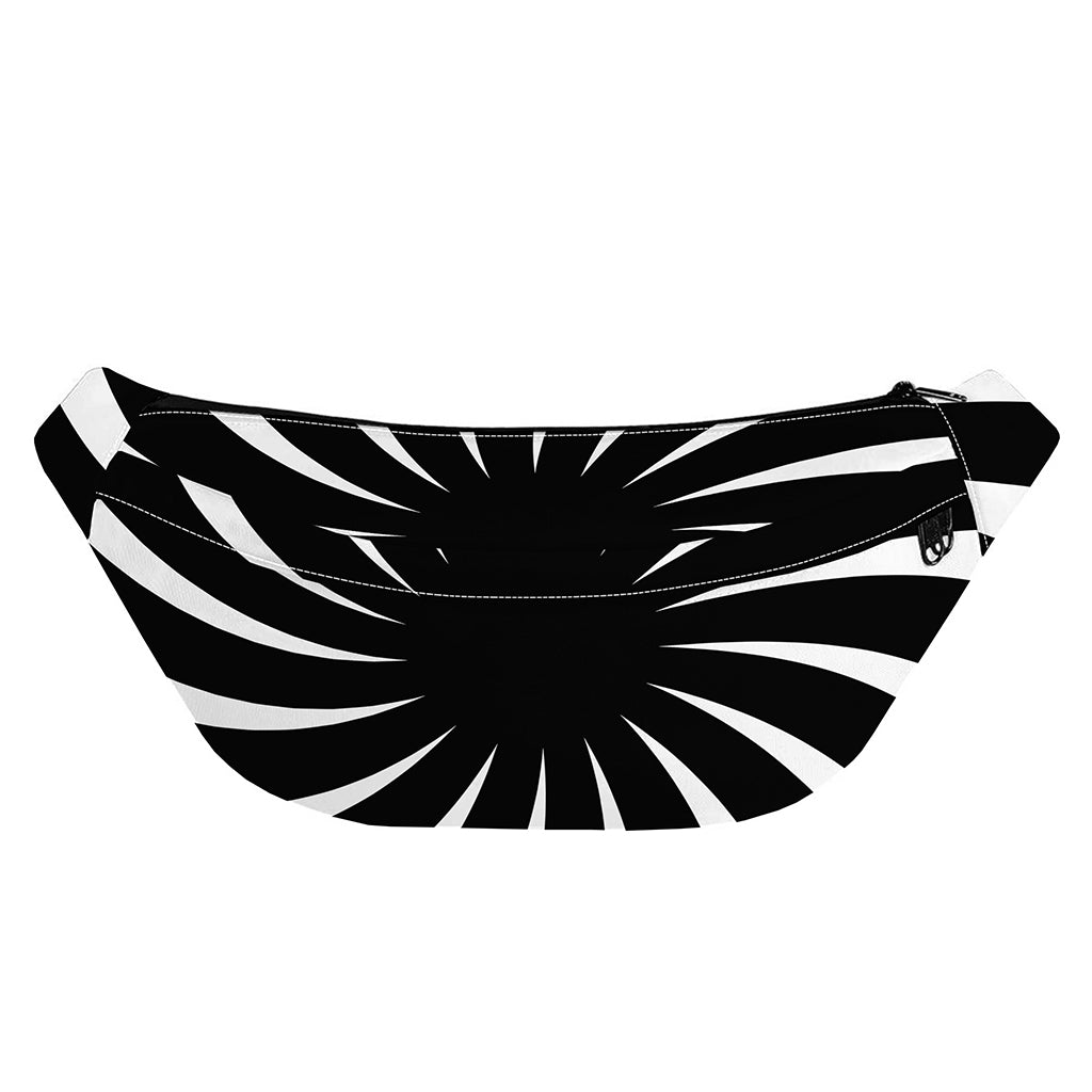 Black And White Vortex Swirl Print Fanny Pack