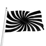 Black And White Vortex Swirl Print Flag