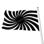 Black And White Vortex Swirl Print Flag