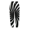 Black And White Vortex Swirl Print Fleece Lined Knit Pants