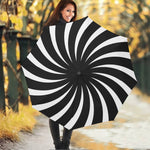 Black And White Vortex Swirl Print Foldable Umbrella