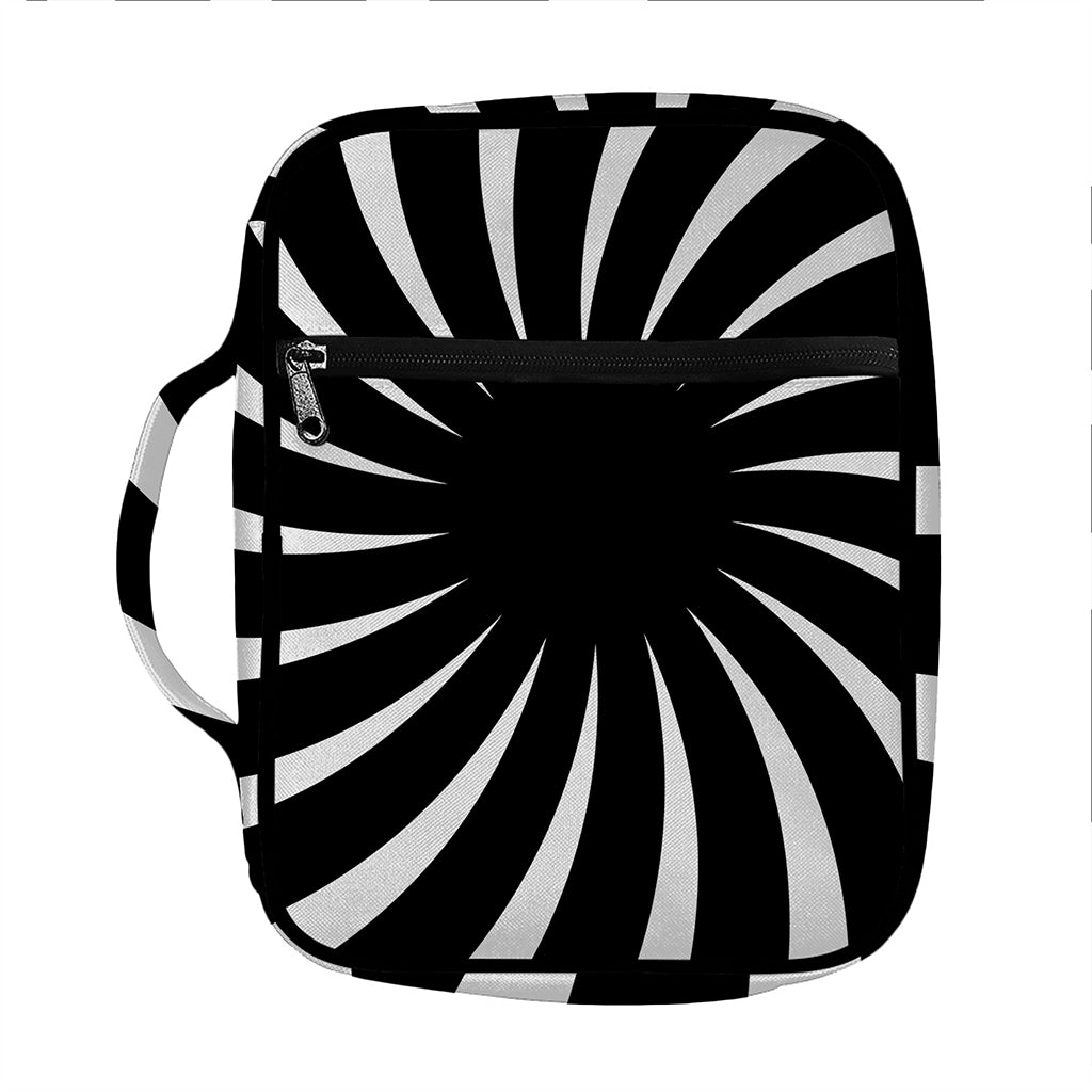 Black And White Vortex Swirl Print Front Pocket Bible Bag