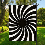 Black And White Vortex Swirl Print Garden Flag