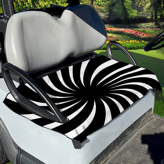 Black And White Vortex Swirl Print Golf Cart Seat Cover