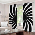 Black And White Vortex Swirl Print Grommet Curtains