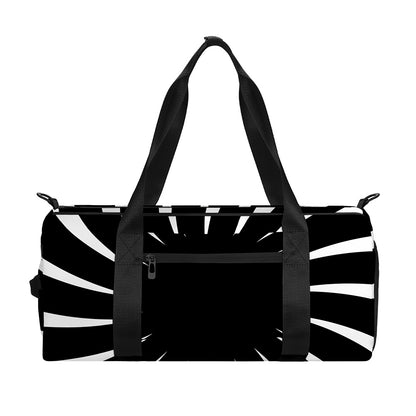Black And White Vortex Swirl Print Gym Bag