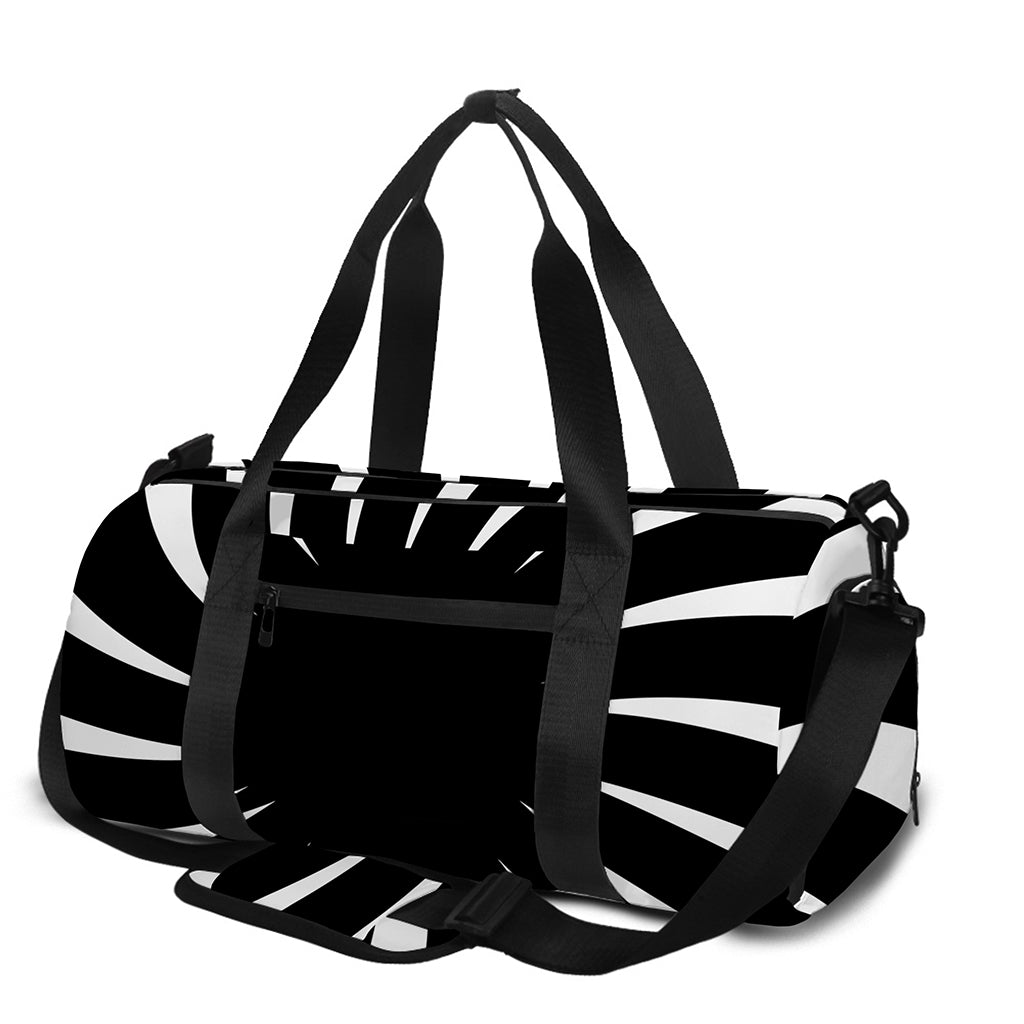 Black And White Vortex Swirl Print Gym Bag