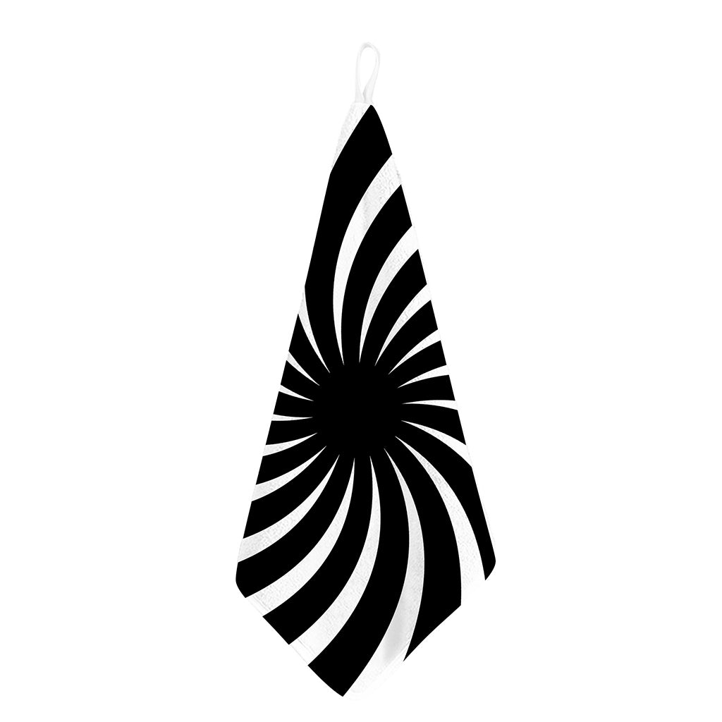 Black And White Vortex Swirl Print Hand Towel