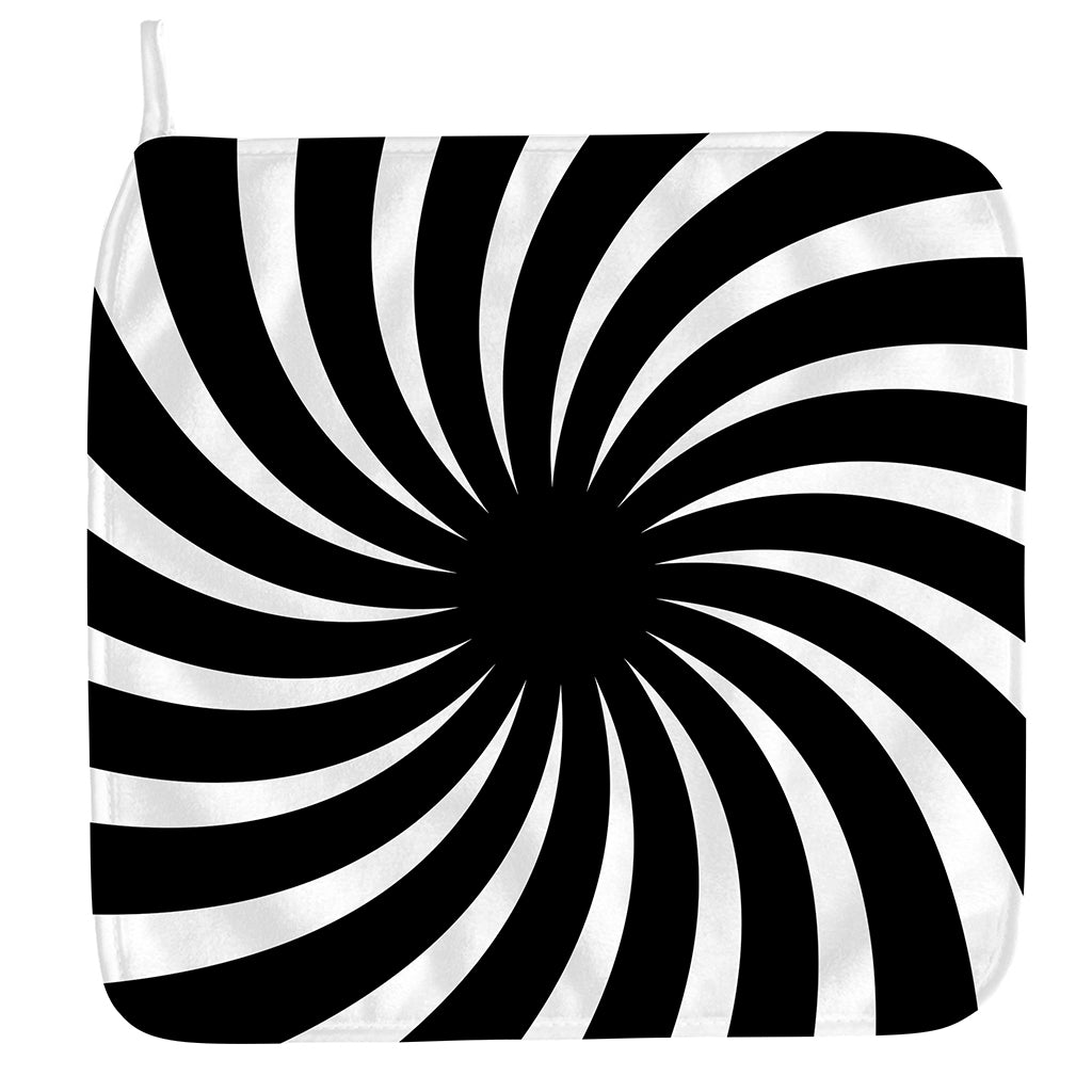 Black And White Vortex Swirl Print Hand Towel
