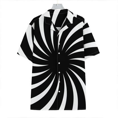 Black And White Vortex Swirl Print Hawaiian Shirt