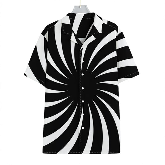 Black And White Vortex Swirl Print Hawaiian Shirt