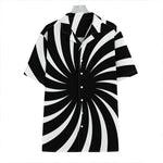 Black And White Vortex Swirl Print Hawaiian Shirt