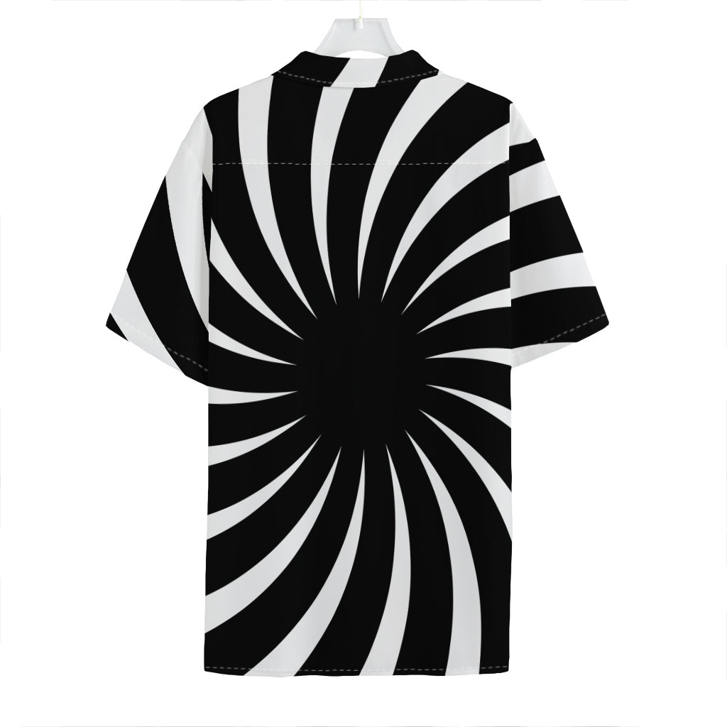 Black And White Vortex Swirl Print Hawaiian Shirt