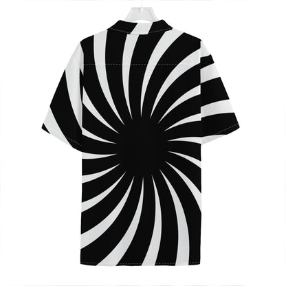 Black And White Vortex Swirl Print Hawaiian Shirt