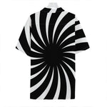 Black And White Vortex Swirl Print Hawaiian Shirt