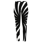 Black And White Vortex Swirl Print High-Waisted Pocket Leggings
