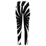 Black And White Vortex Swirl Print High-Waisted Pocket Leggings