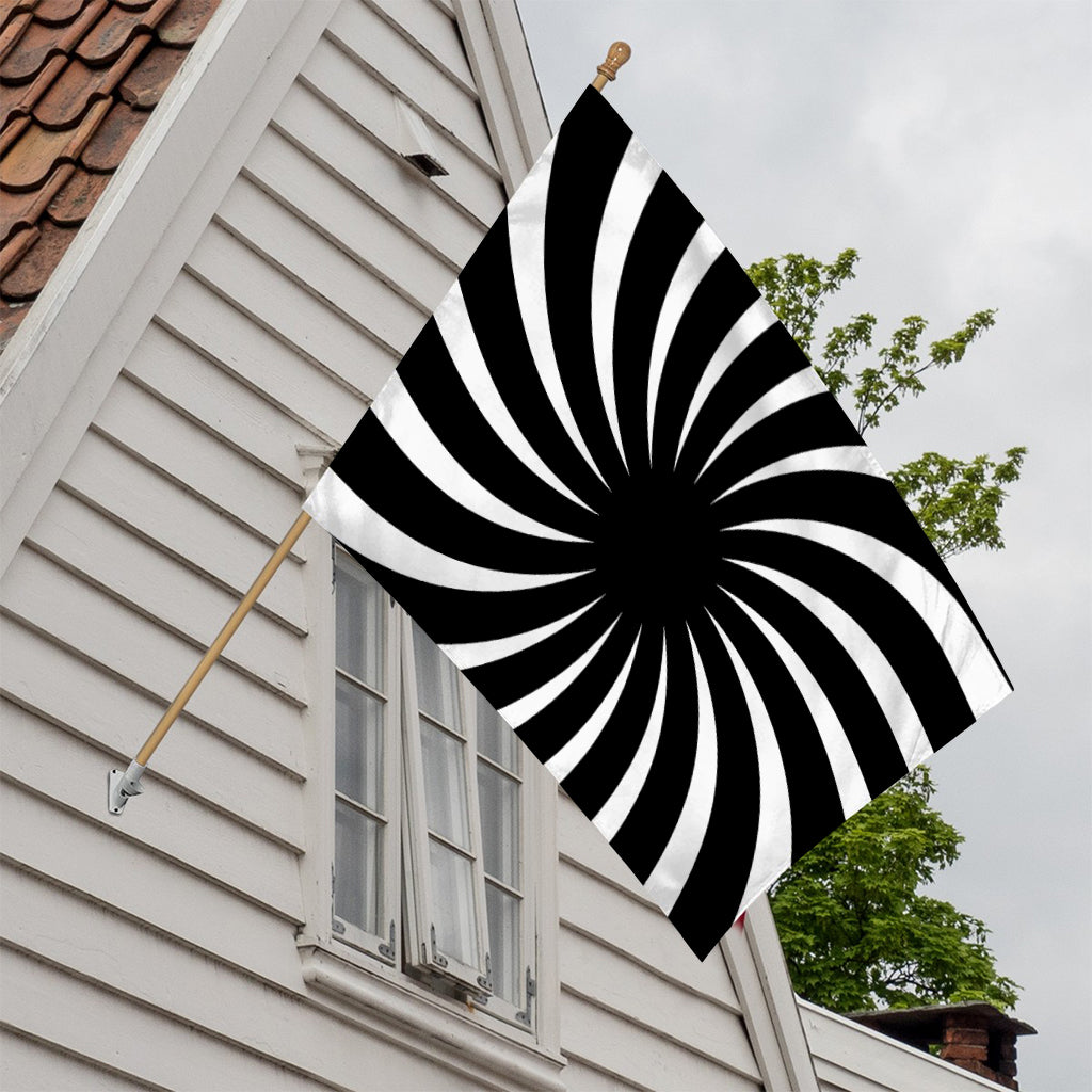 Black And White Vortex Swirl Print House Flag