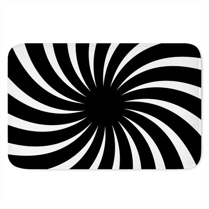Black And White Vortex Swirl Print Indoor Door Mat
