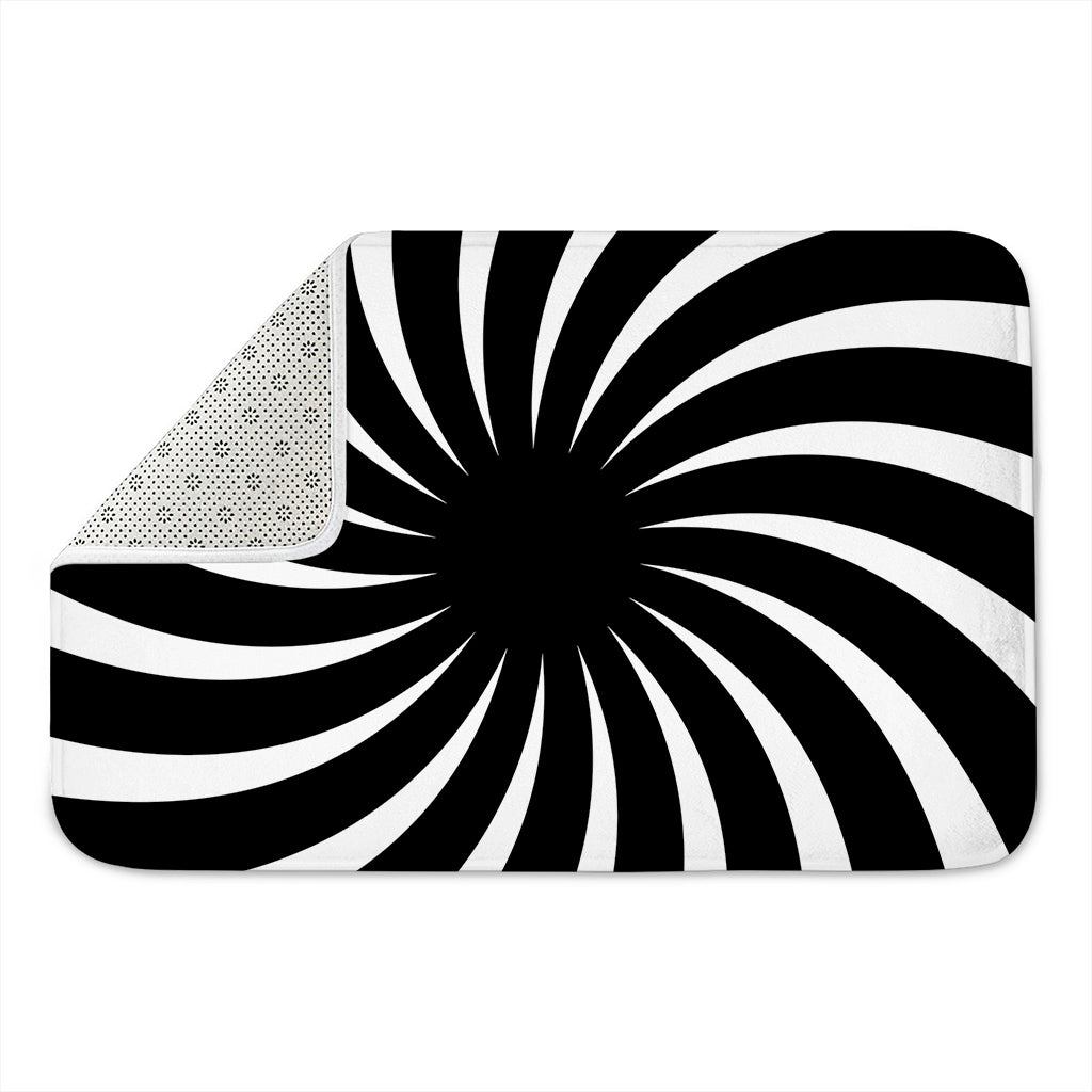 Black And White Vortex Swirl Print Indoor Door Mat