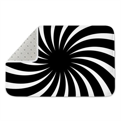 Black And White Vortex Swirl Print Indoor Door Mat