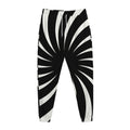 Black And White Vortex Swirl Print Jogger Pants