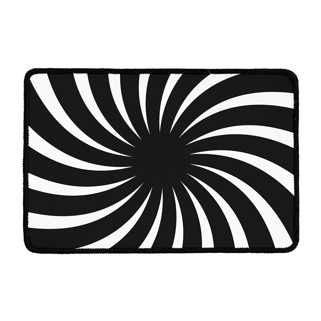 Black And White Vortex Swirl Print Kitchen Mat