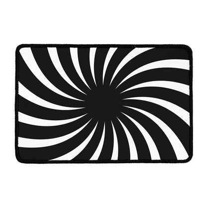 Black And White Vortex Swirl Print Kitchen Mat