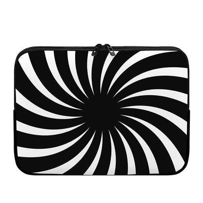 Black And White Vortex Swirl Print Laptop Sleeve