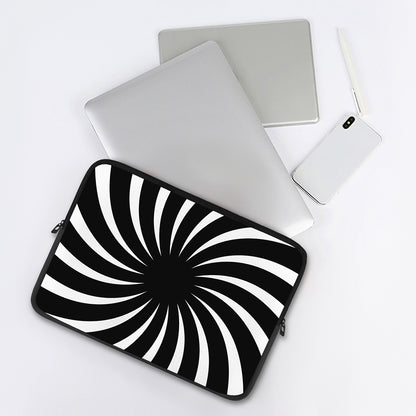 Black And White Vortex Swirl Print Laptop Sleeve