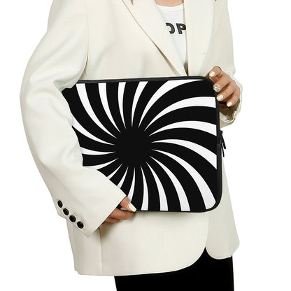 Black And White Vortex Swirl Print Laptop Sleeve