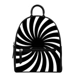 Black And White Vortex Swirl Print Leather Backpack