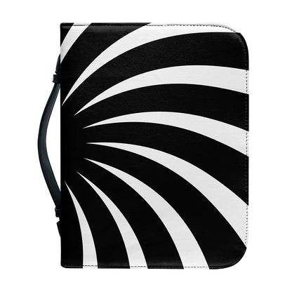 Black And White Vortex Swirl Print Leather Bible Cover