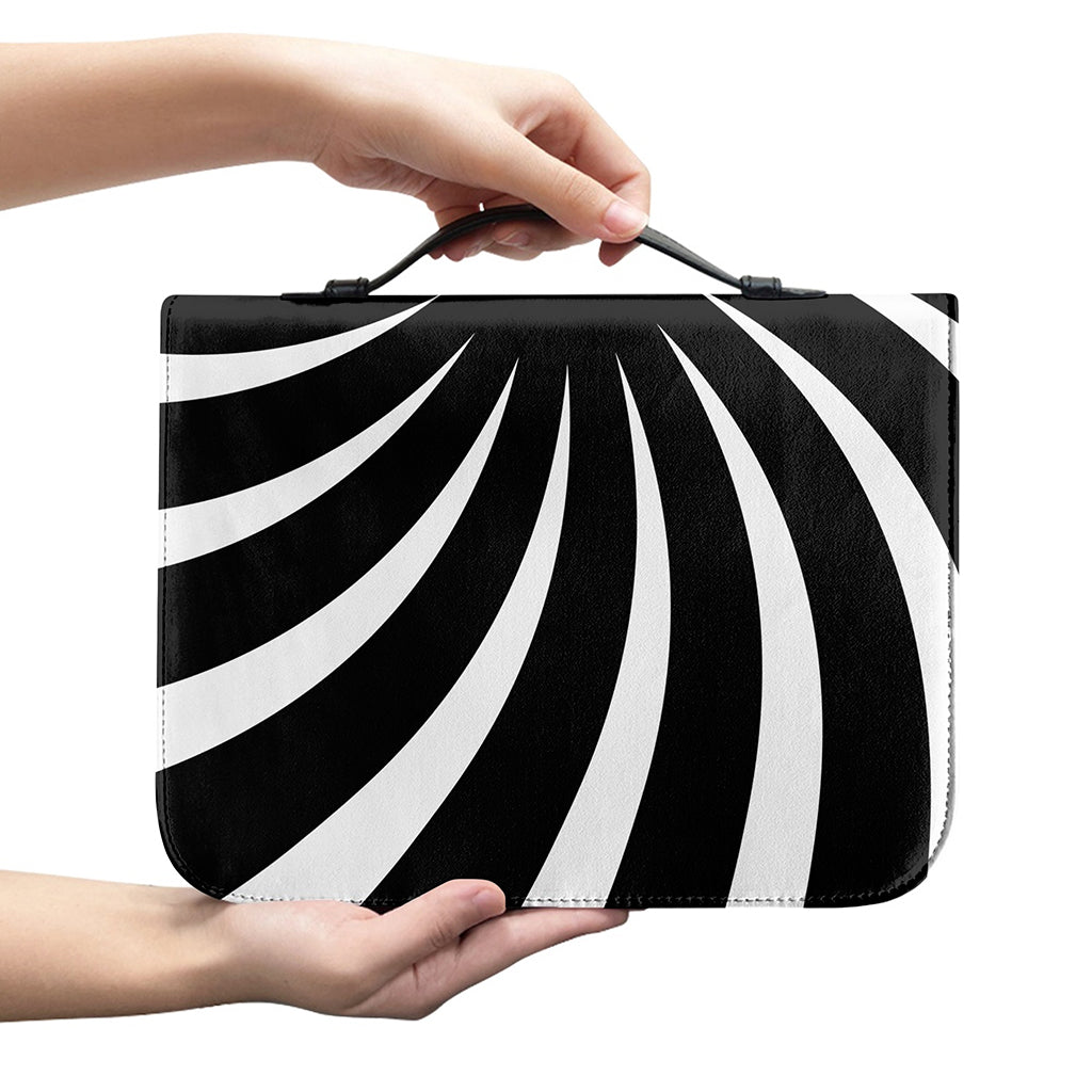 Black And White Vortex Swirl Print Leather Bible Cover