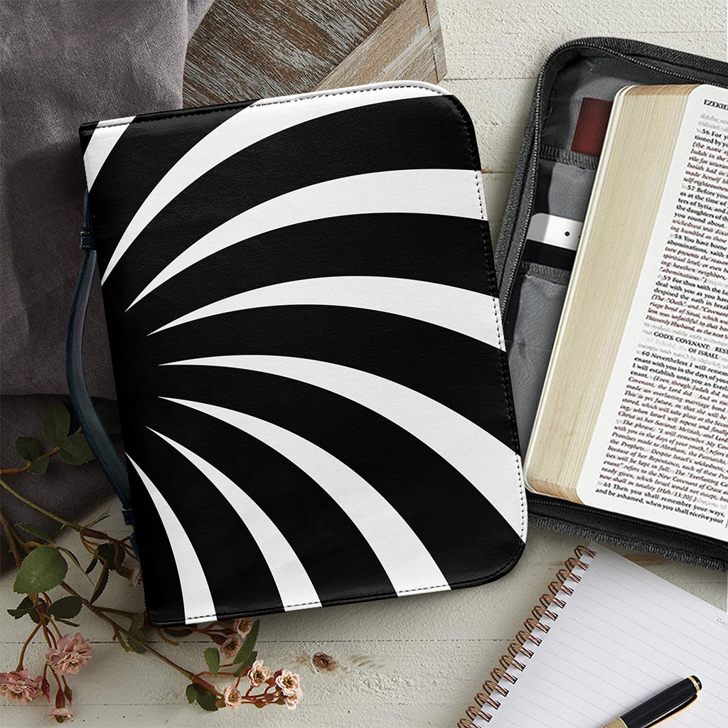 Black And White Vortex Swirl Print Leather Bible Cover