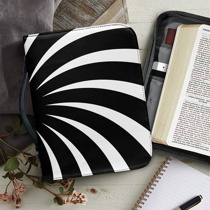 Black And White Vortex Swirl Print Leather Bible Cover