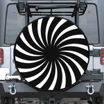 Black And White Vortex Swirl Print Leather Spare Tire Cover
