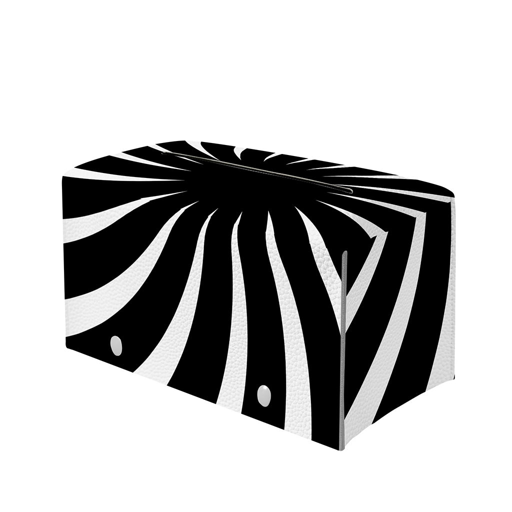 Black And White Vortex Swirl Print Leather Tissue Box Cover