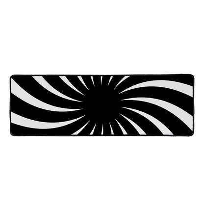 Black And White Vortex Swirl Print Long Kitchen Mat