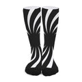 Black And White Vortex Swirl Print Long Socks