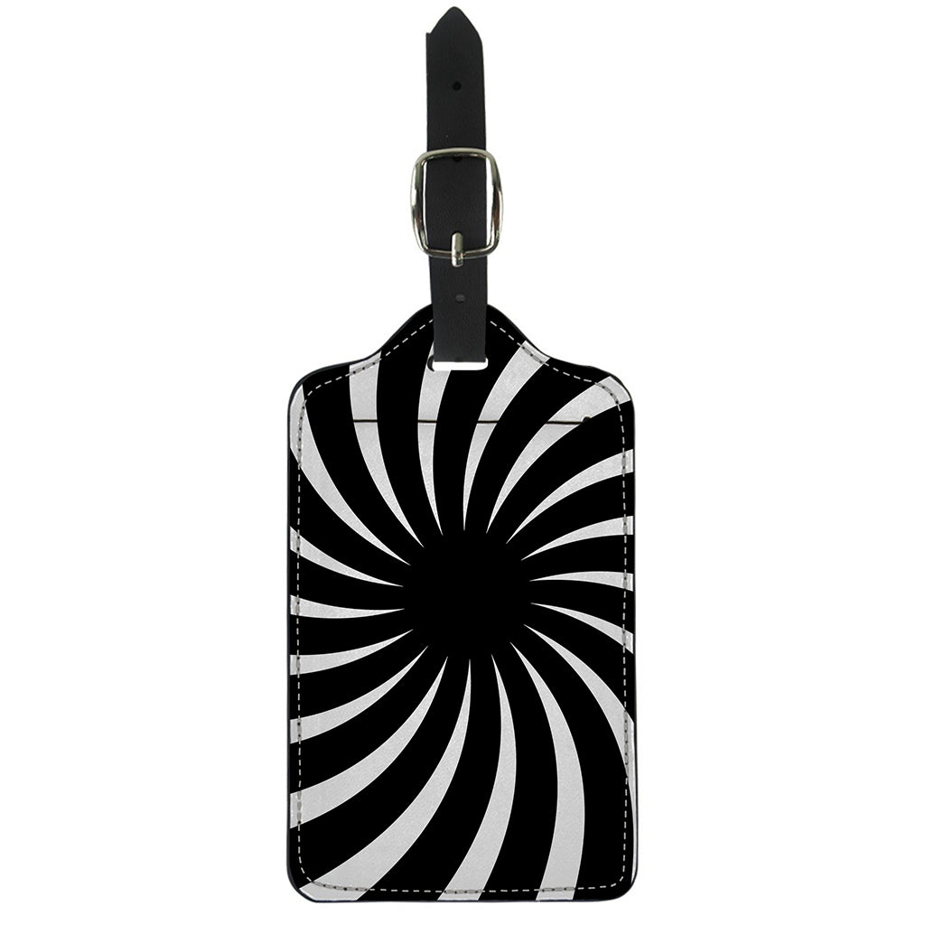 Black And White Vortex Swirl Print Luggage Tag