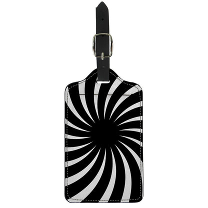 Black And White Vortex Swirl Print Luggage Tag