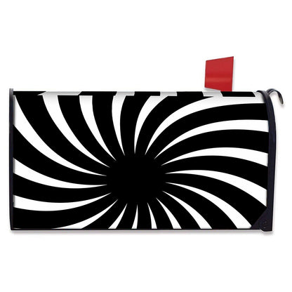 Black And White Vortex Swirl Print Mailbox Cover